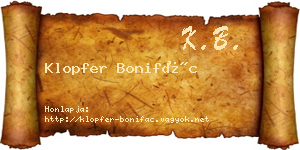 Klopfer Bonifác névjegykártya
